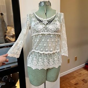 ZARA white lace top